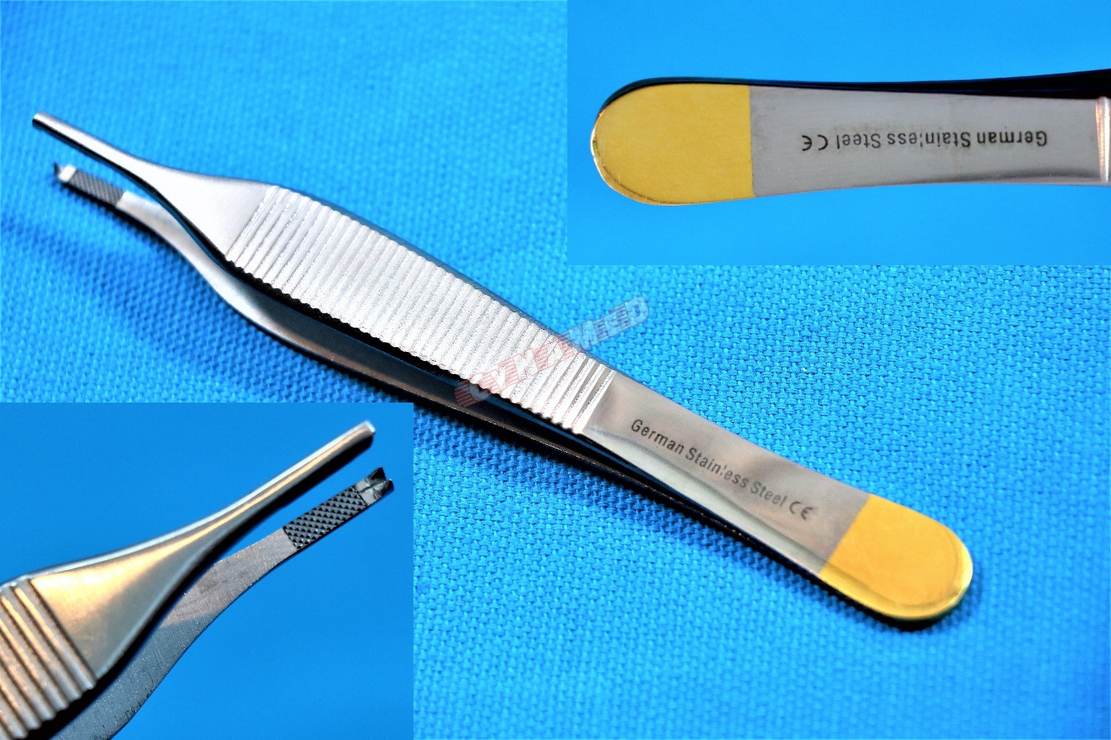 GERMAN T/C ADSON TISSUE KOCHER FORCEPS 1X2 TEETH 4.75" with tungsten carbide