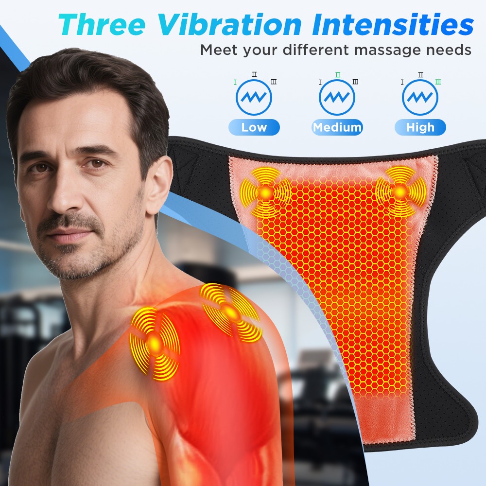 2026 Heated Shoulder Massager with Vibration Dual Therapy Pad Rechargeable
