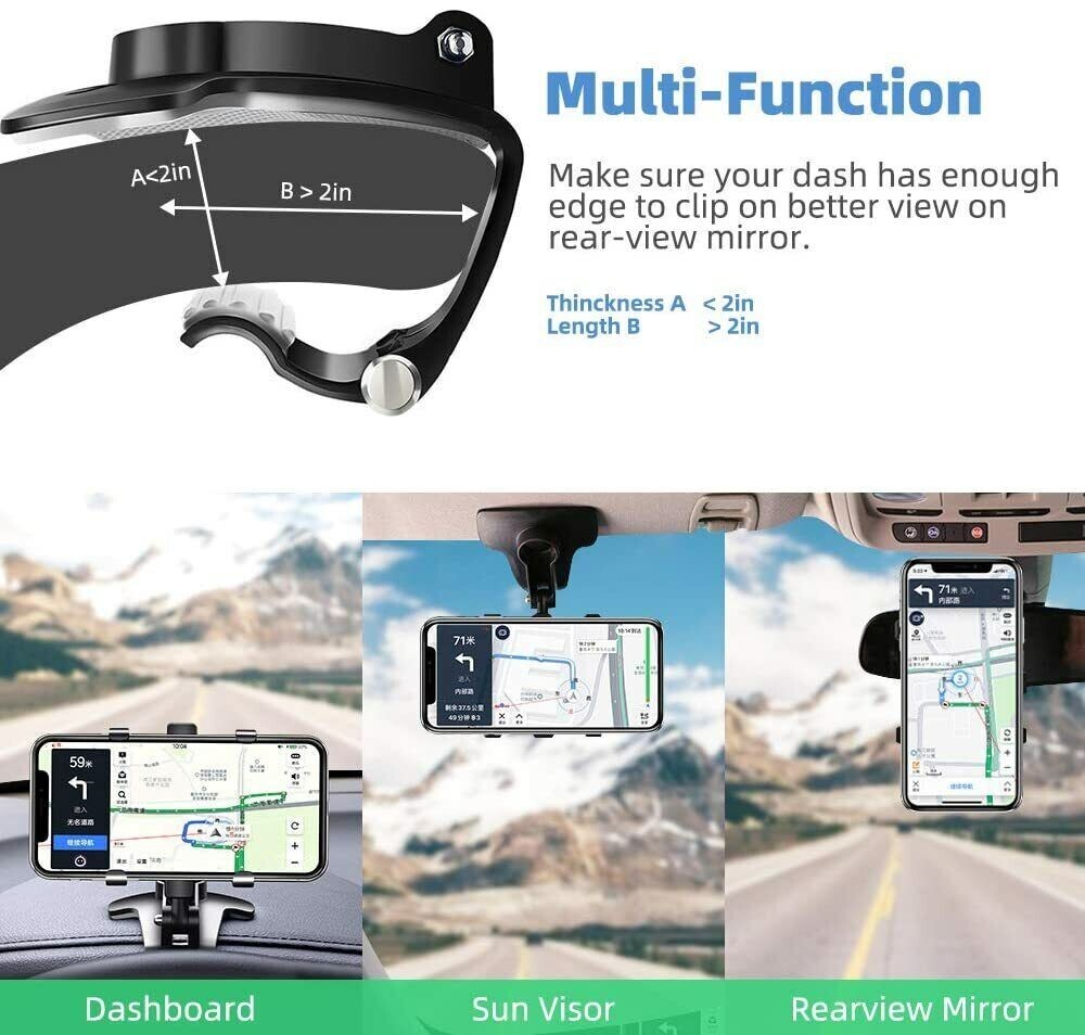 Car Dashboard Dash Mount Mobile Phone Holder GPS Stand Bracket Clip on Sun Visor