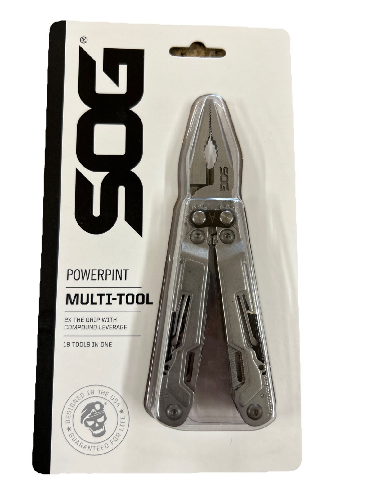 SOG Powerpint Silver Needlenose Pliers Scissors Knife MultiTool Pliers PP1001-CP