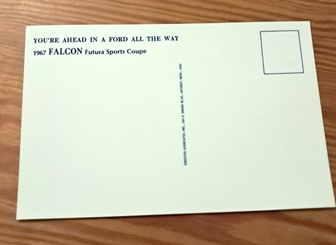 1967 Ford Falcon Dealership Post Card NOS