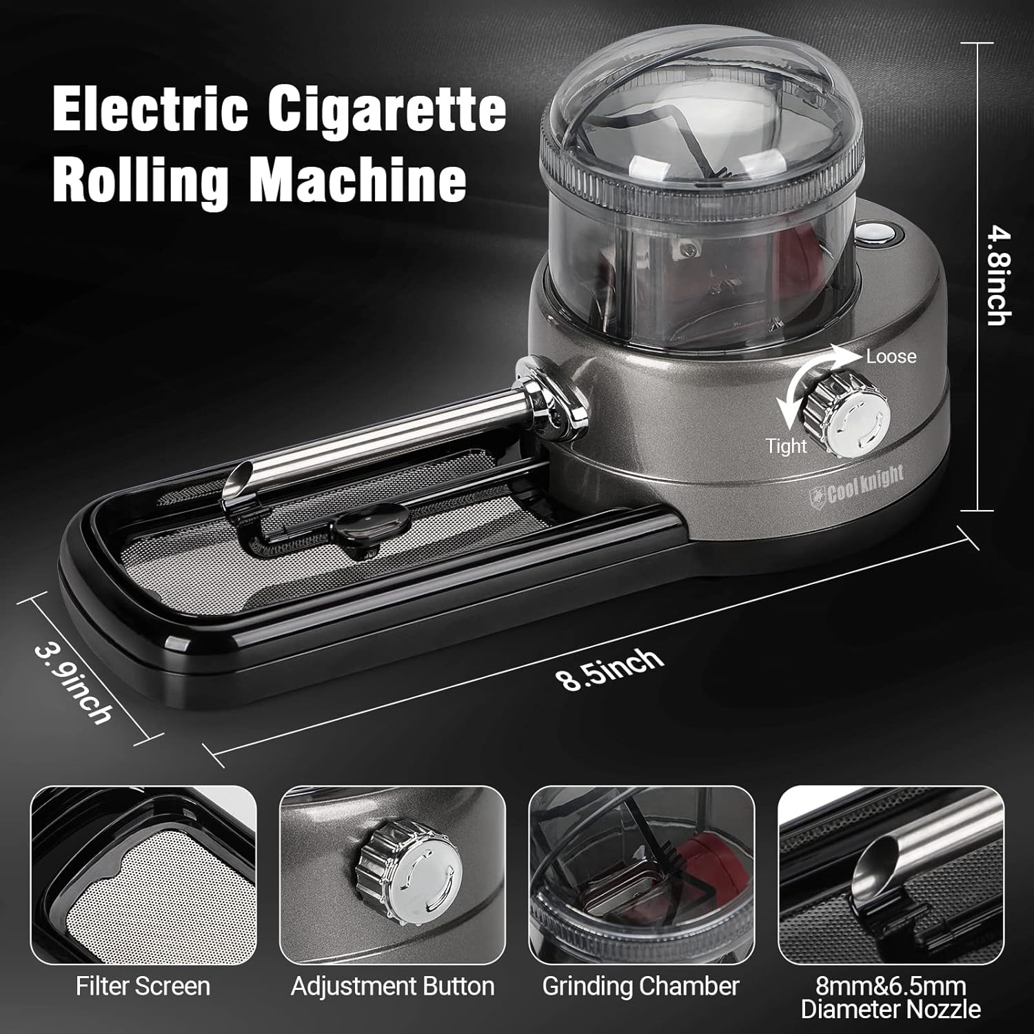 Electric Cigarette Rolling Machine, Portable Tobacco Injector Machine Can Grind