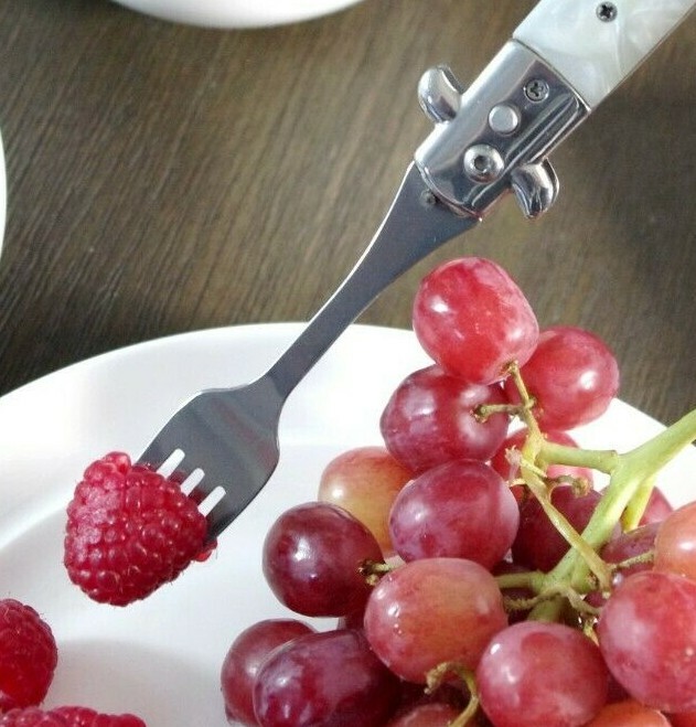 Royal Imperial Switchblade Hobo Pocket Knife Style Camping Fork and Spoon Set