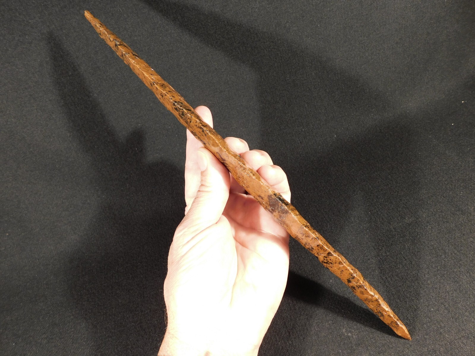 Huge! Ancient COLIMA Mahogany Obsidian Blade Knife or Spear Mexico 212gr