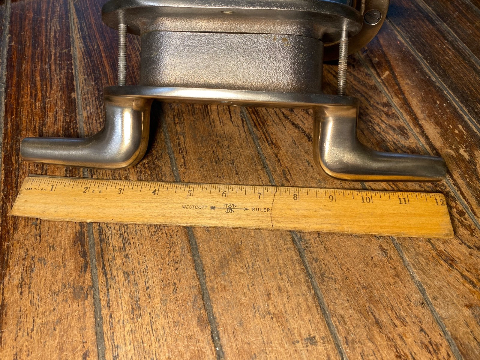 VINTAGE CAST POLISHED BRONZE COMBINATION CLEAT/HAWSE HOLE 12" LONG (2 avail)