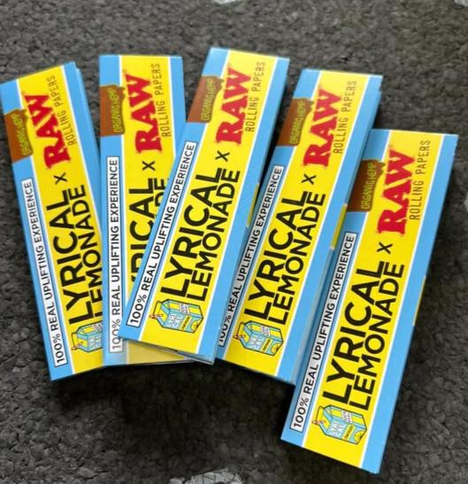 🤤 5 X RAW LYRICAL LEMONADE KING SIZE WIDE ORGANIC HEMP ROLLING PAPERS 🔥 NEW 🔥