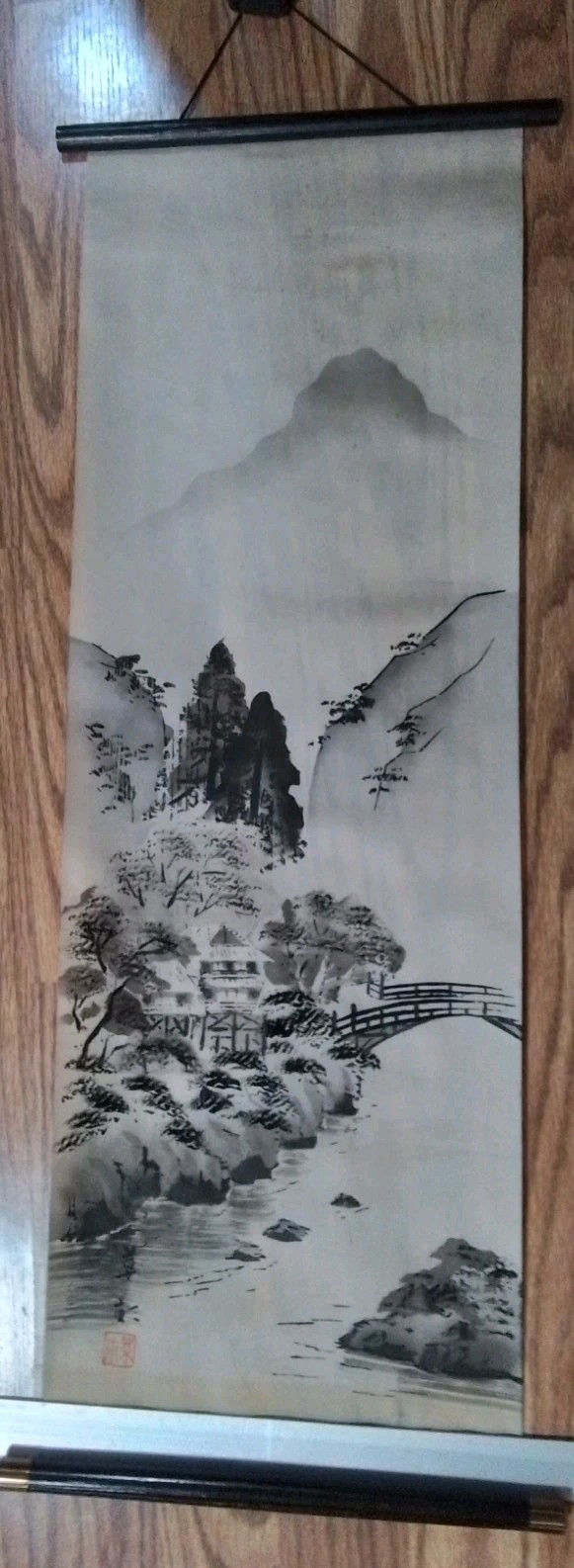 Vintage Japanese Kakejiku Inkwash Paintings 3 Scrolls