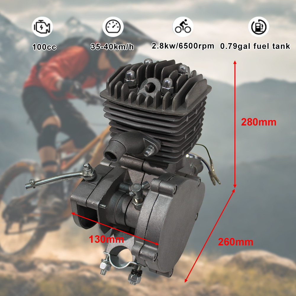100cc 2-Stroke Engine Motor Kit for Motorized Bicycle Bike Gas Powered silver