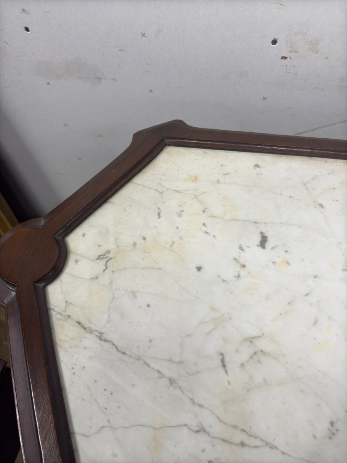 antique Rennaissance revival Victorian walnut parlor center table marble 1870