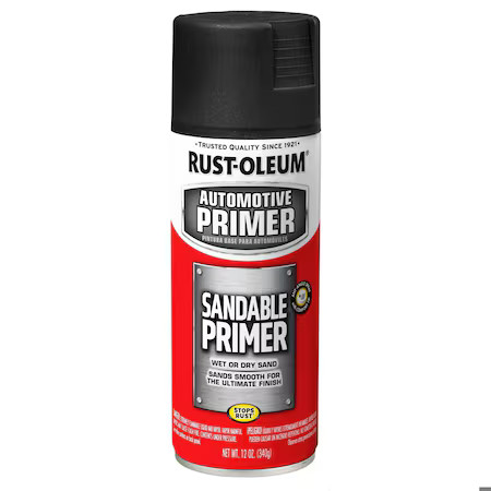 Rust-Oleum 249418 Automotive Sandable Primer Spray, Black, 12 Oz