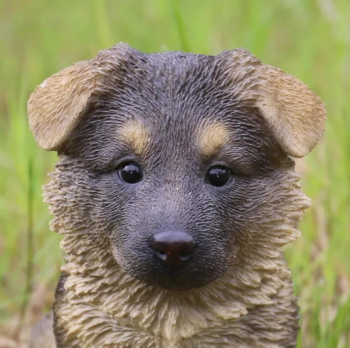 German Shepherd Puppy Garden Dog Statue Lawn Patio Outdoor Indoor Brown Med