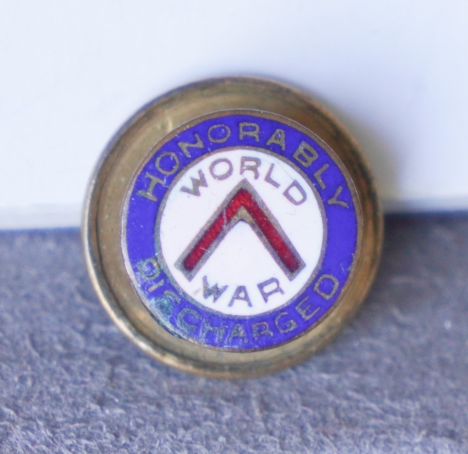 WWI World War Honorably Discharged Enamel Red White and Blue Screw back Pin WW1