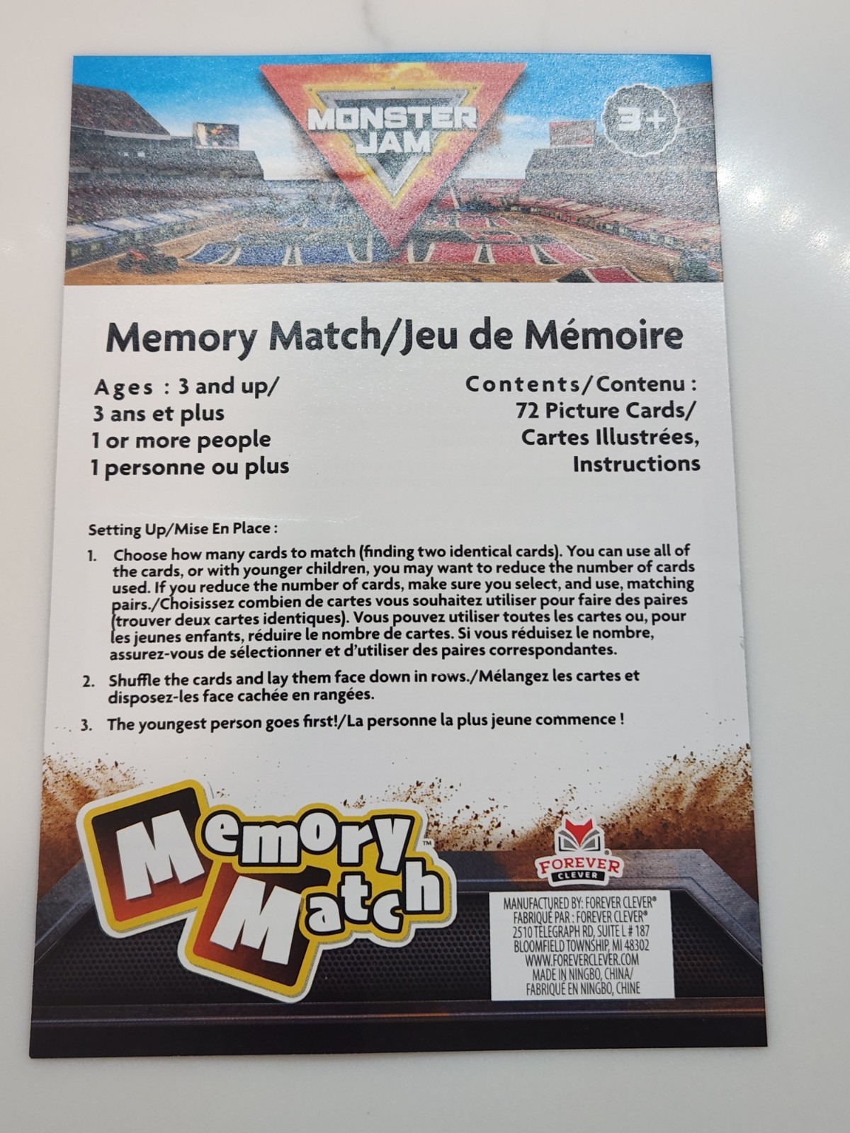 Monster Jam Memory Match Card Game 72 Matching Cards Brand New Factory Sealed