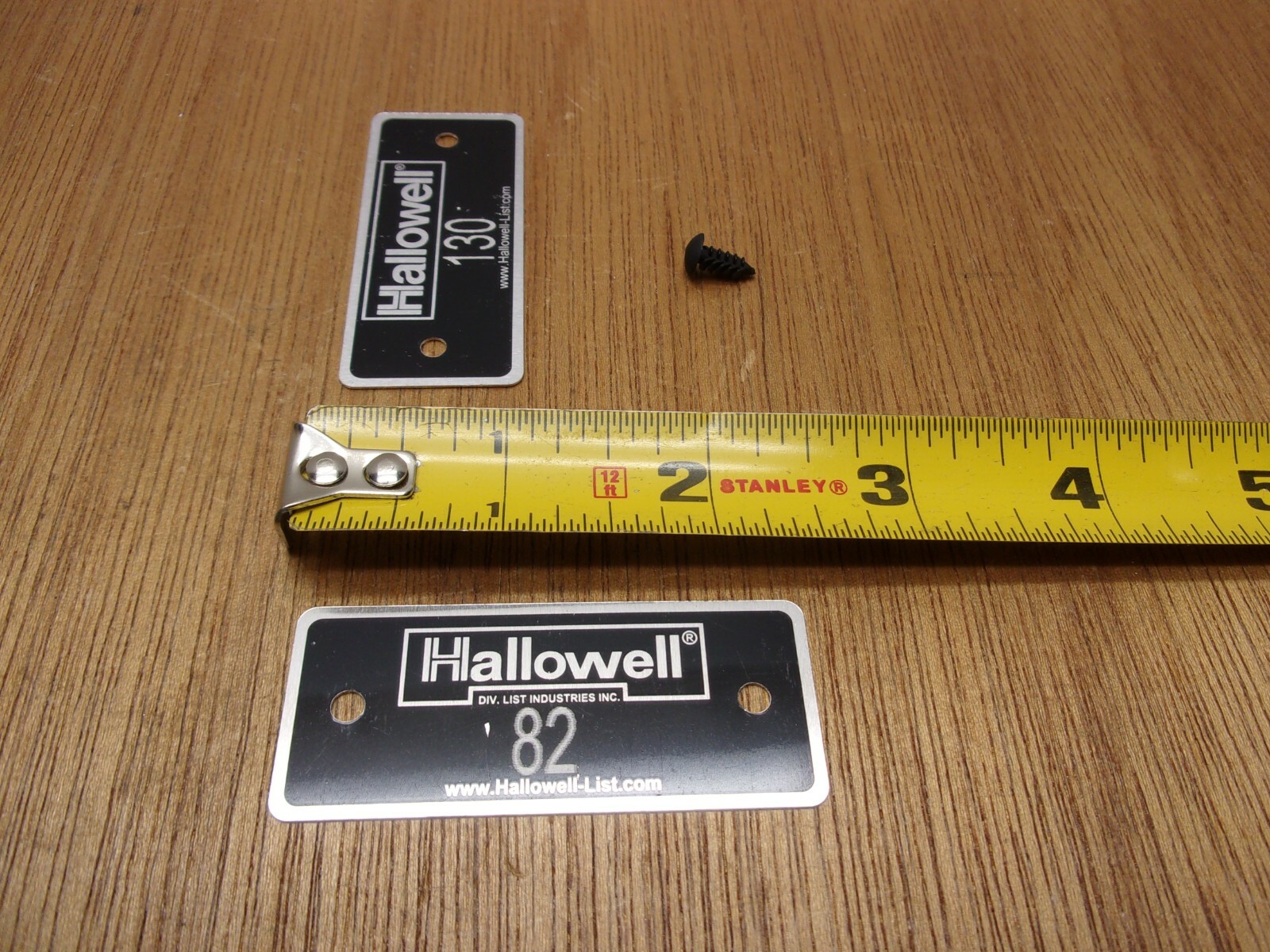 (Qty.4) Hallowell Locker Number Plate Aluminum 1" X 2-3/8" & Plastic Rivets