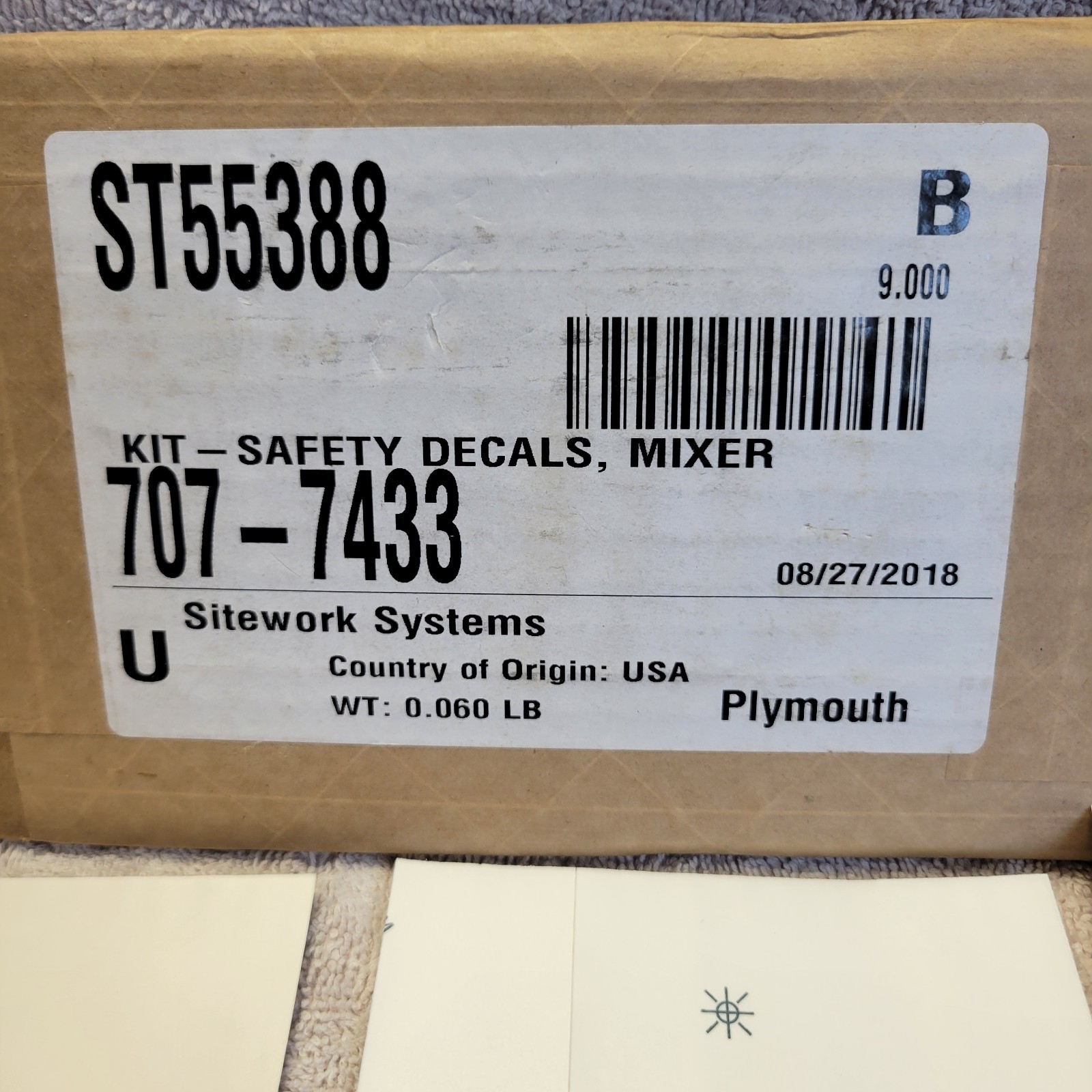 Toro / Stone ST55388 Safety Decals Sticker Kit for Stone Concrete Mixer NOS