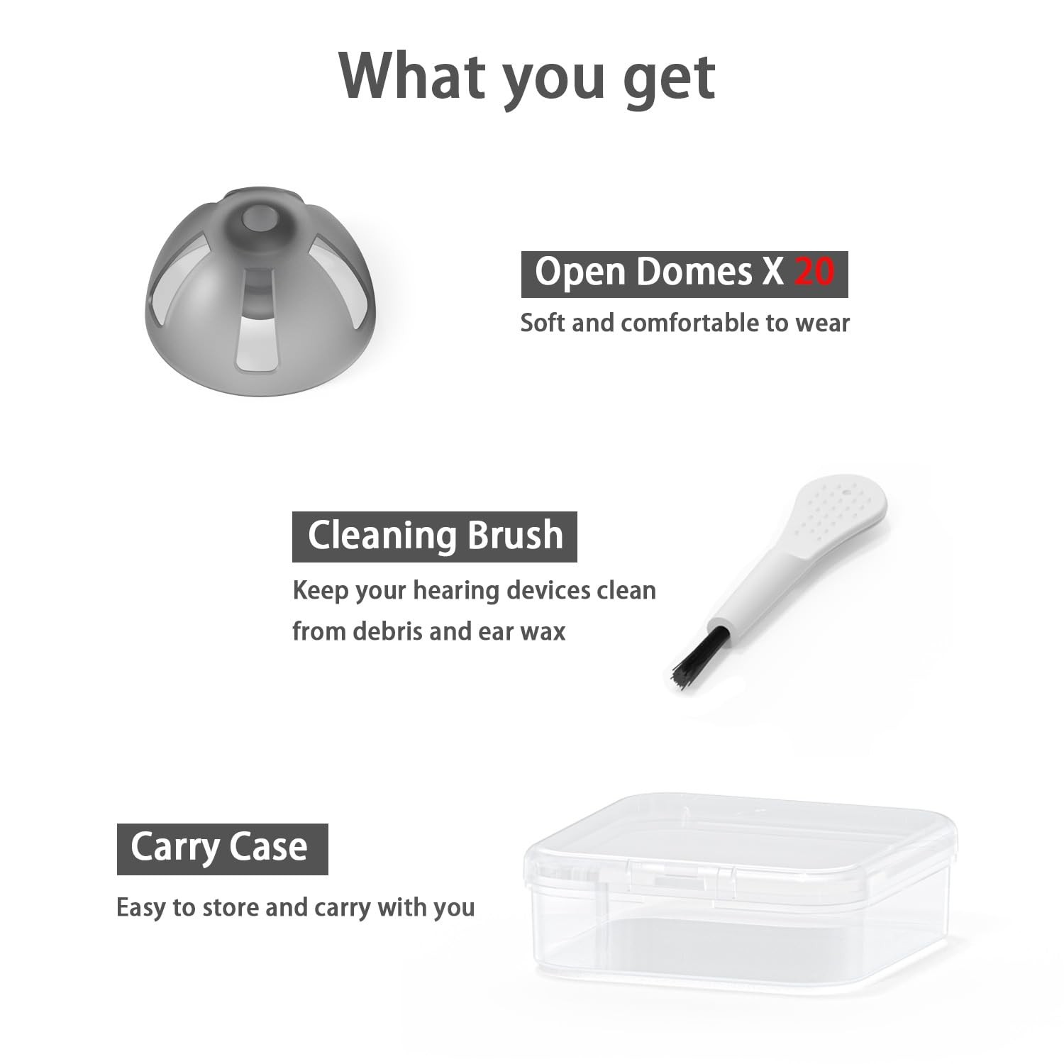 Resound Compatible Hearing Aid Domes Open Smokey Ear Large 20pcs Pack,