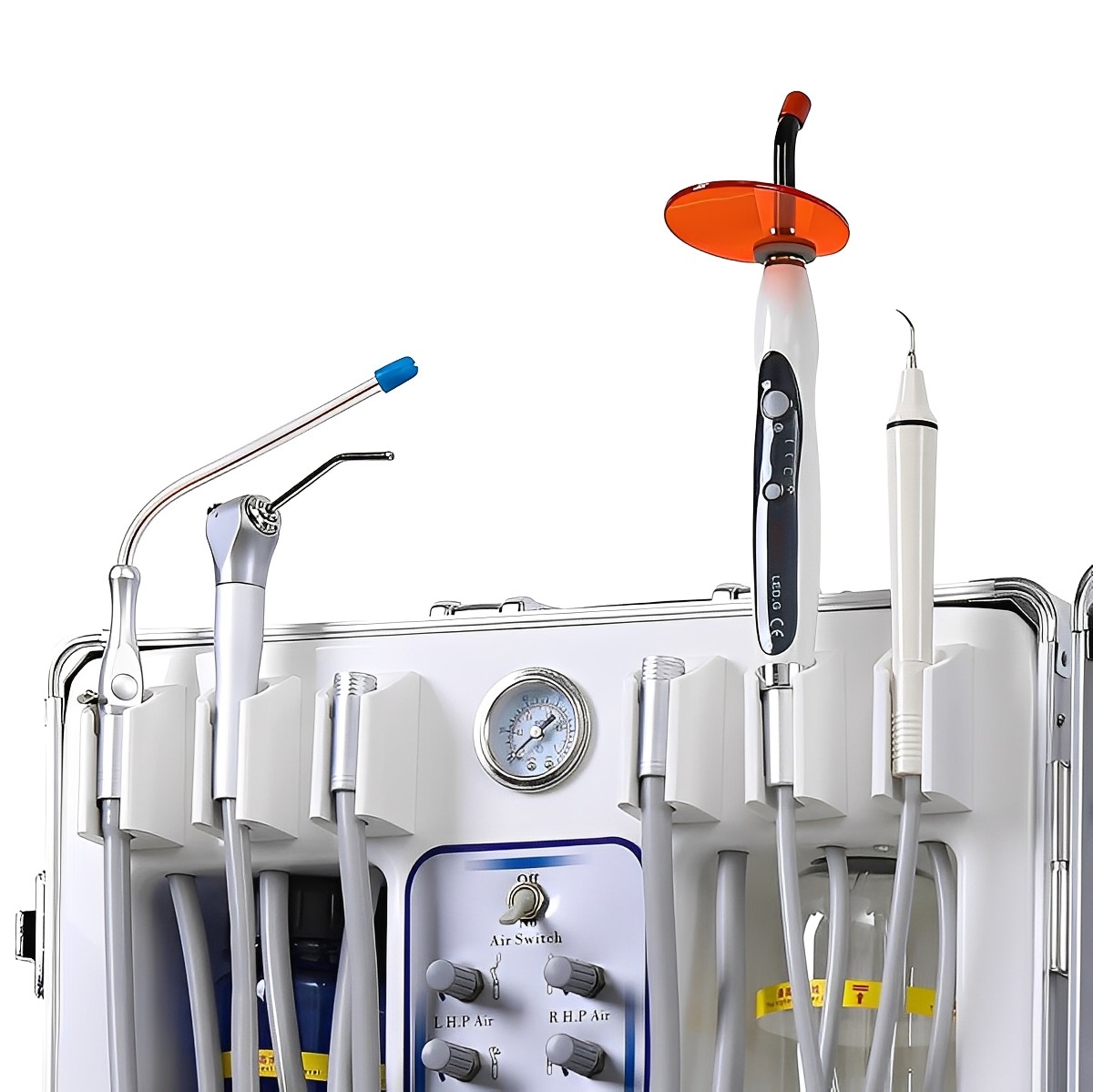 Unidad de entrega dental portatil móvil compresor de aire succión /handpiece