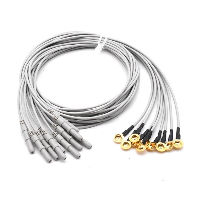 EEG Gold Cup Electrodes 48 Inch Wire With 1.5 Din Set Of 10 Total