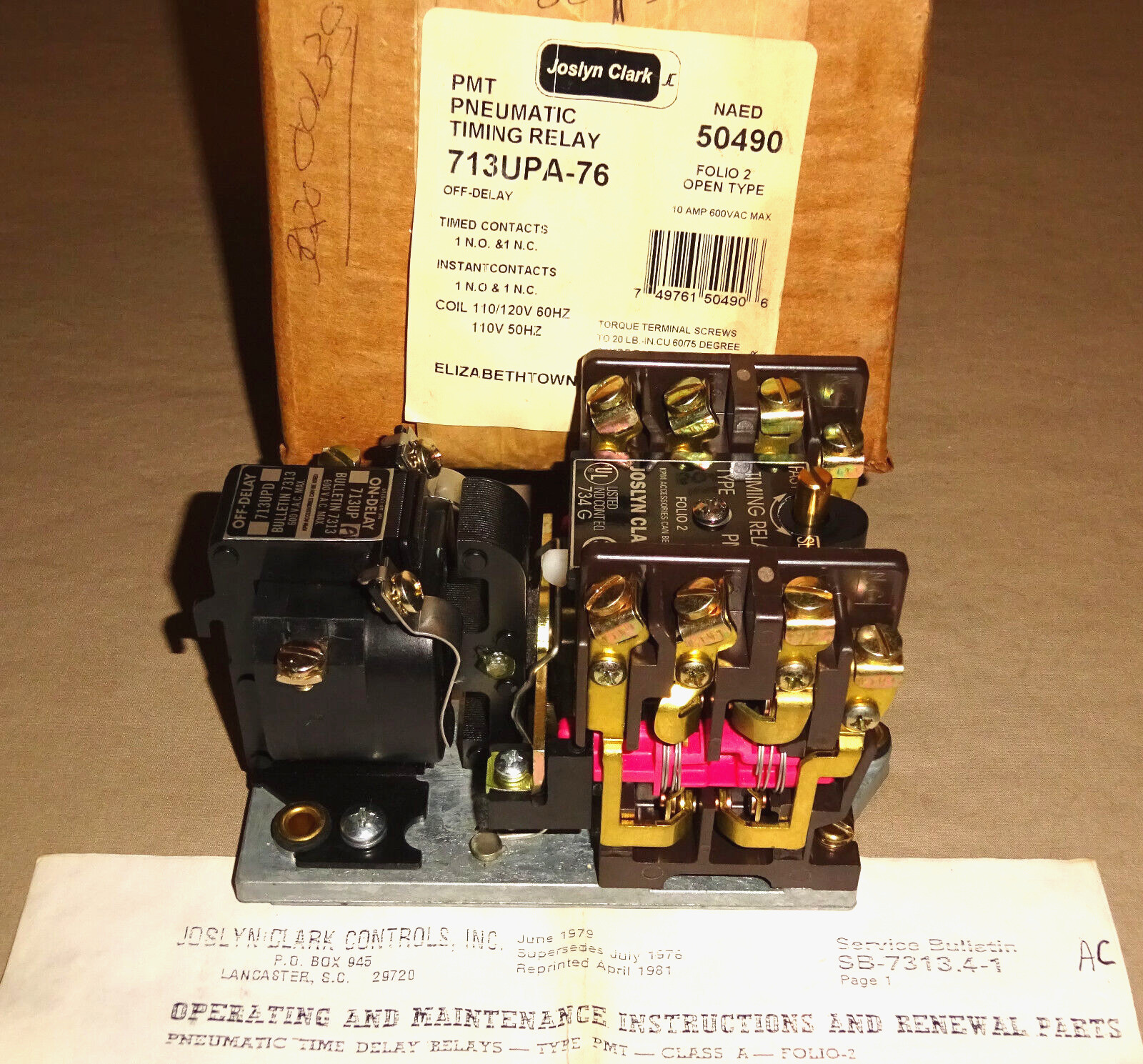 Joslyn Clark 713UPA-76 PMT Pneumatic Timing Relay 713UPA76 NEW