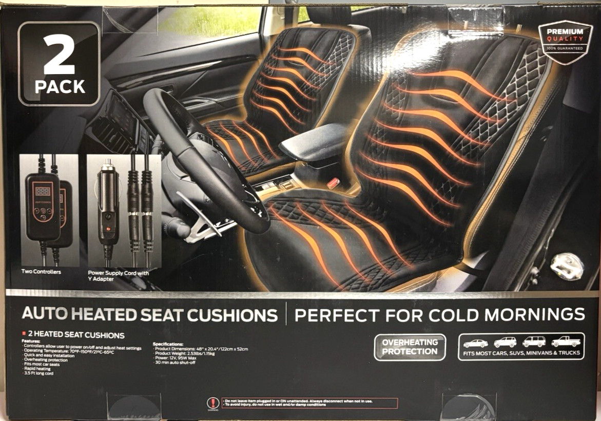 2 PACK Monster Auto Heated Seat Covers. BRAND NEW FACTORY SEALED