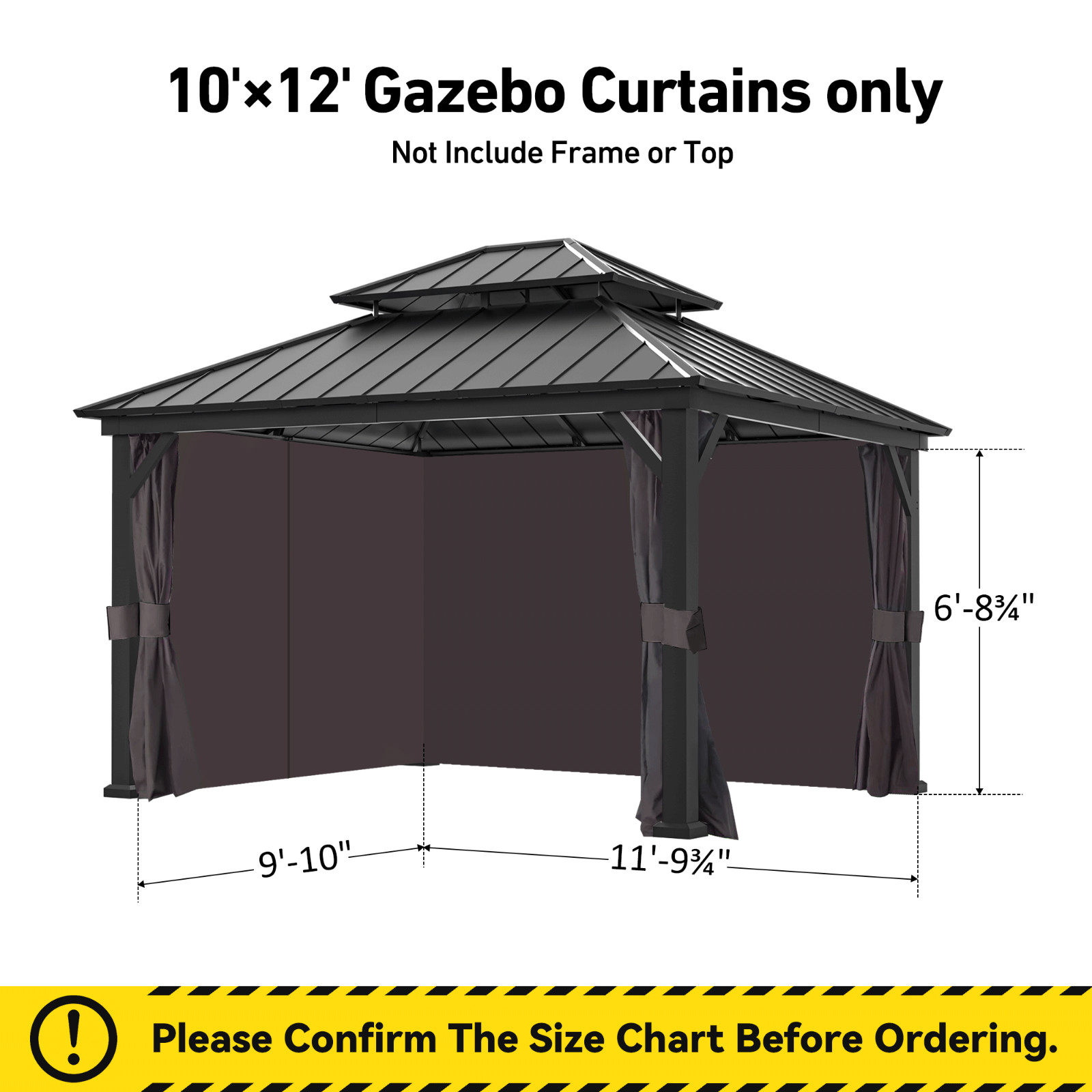 Gazebo Universal 10' x 12' Privacy Curtains Only Replacement 4-Panel Sidewalls