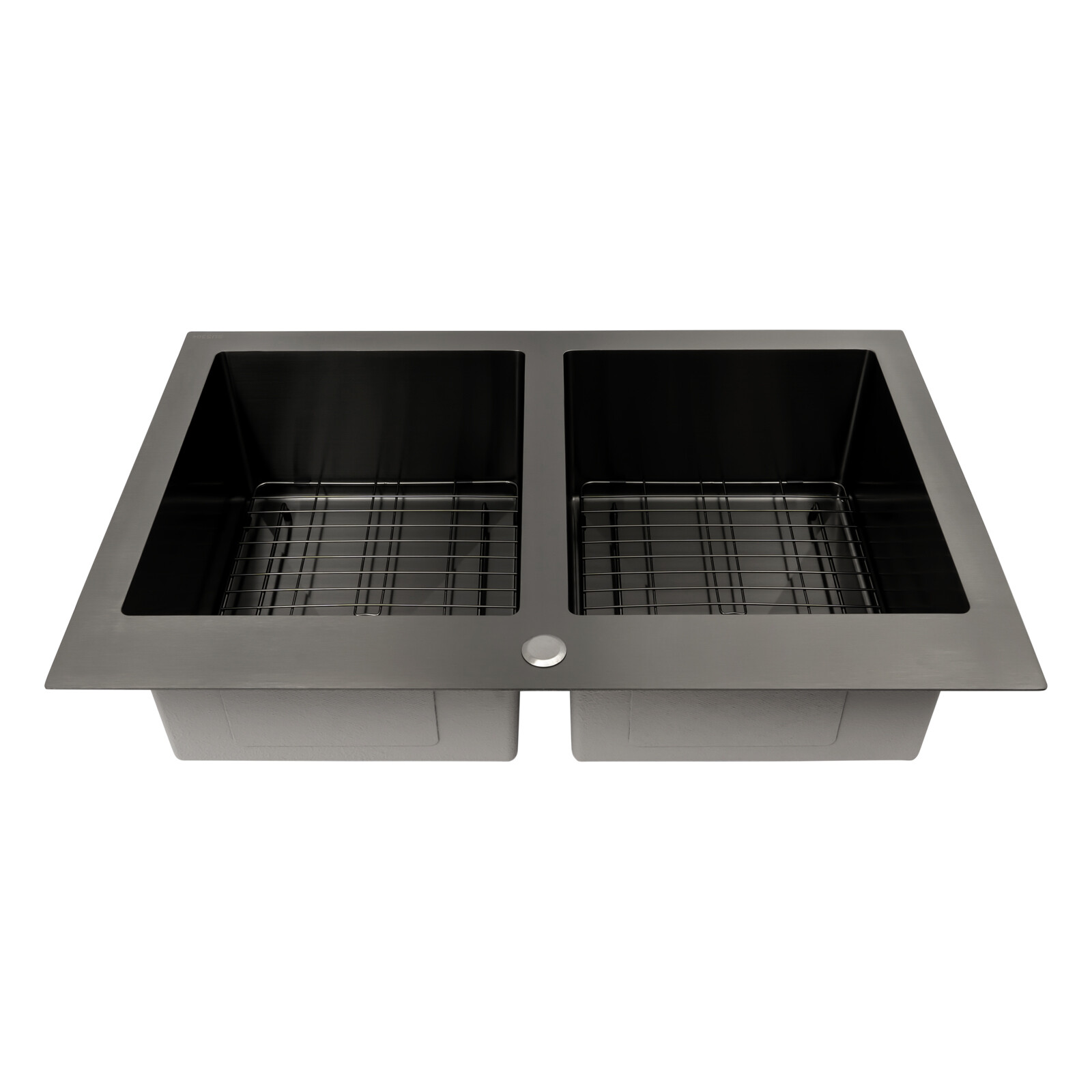 33x22" Drop in Kitchen Sink Double Bowl Gunmetal Black Stainless Steel USA