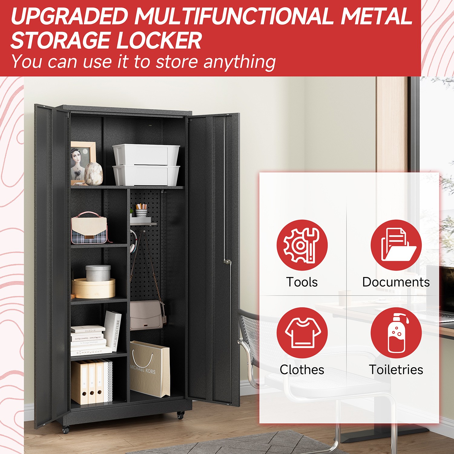 Metal Garage Cabinet Set Workshop Set Garage Cabinets Storage Set Tool Boxs 6pcs