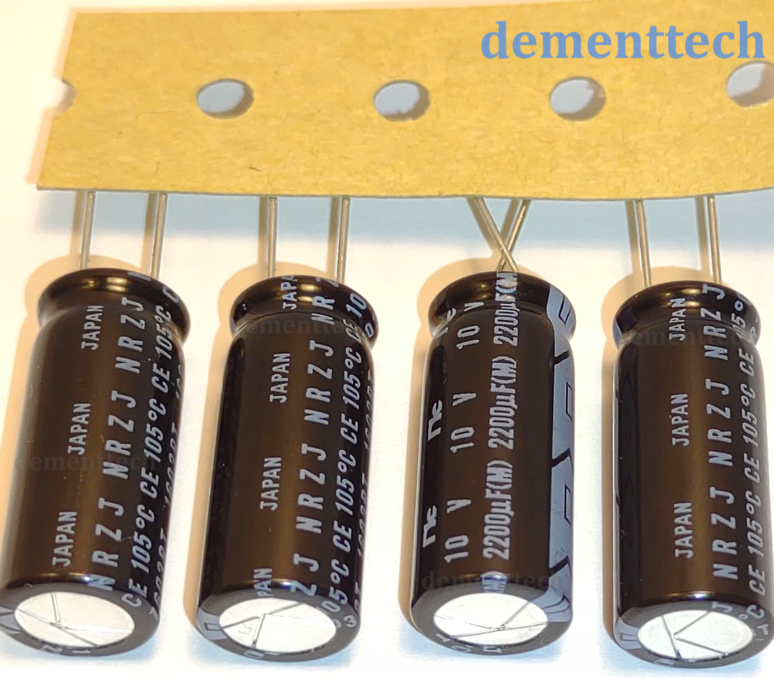 4x Nippon NIC NRZJ 2200uF 10V Long Life Low-ESR 105C radial capacitors caps 10mm