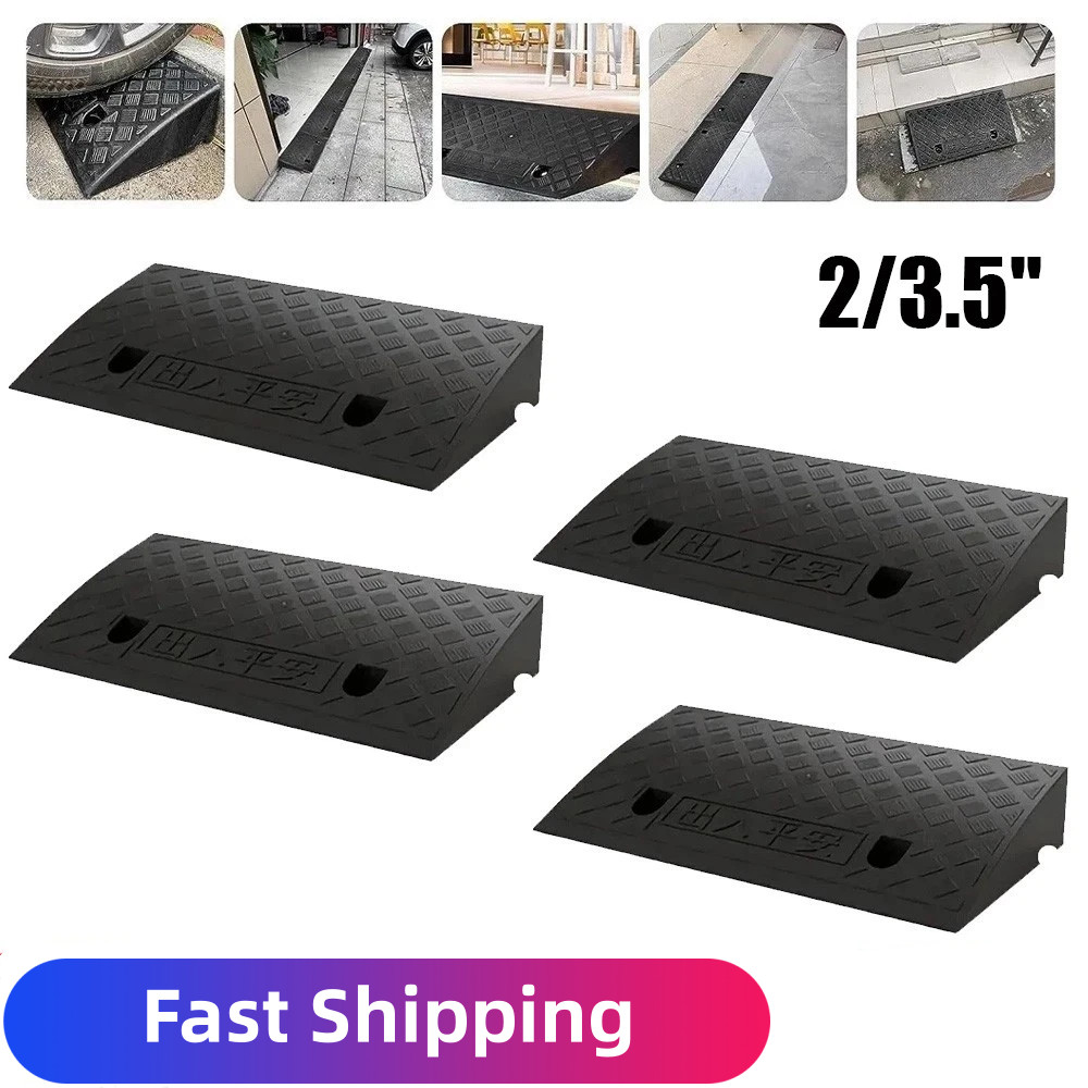 2 Pack Driveway Ramp Heavy Duty Vehicle Curb Rubber Threshold Ramp Professional