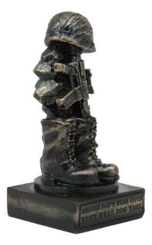 Ebros Patriotic Fallen Soldier Memorial Statue Rifle Helmet Boots And Dog Tag