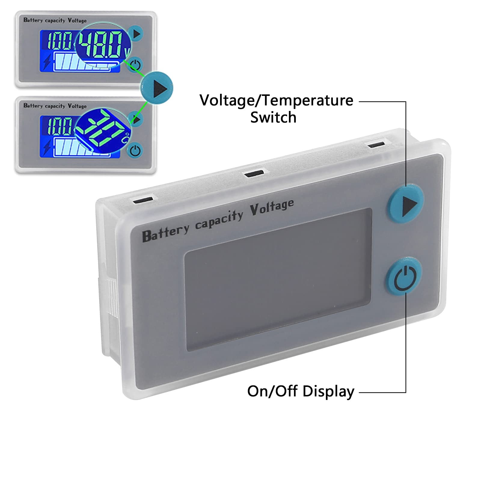 ALMOCN 10-100V Battery Monitor LCD 12V 24V 36V 48V Digital Battery Capacity V...
