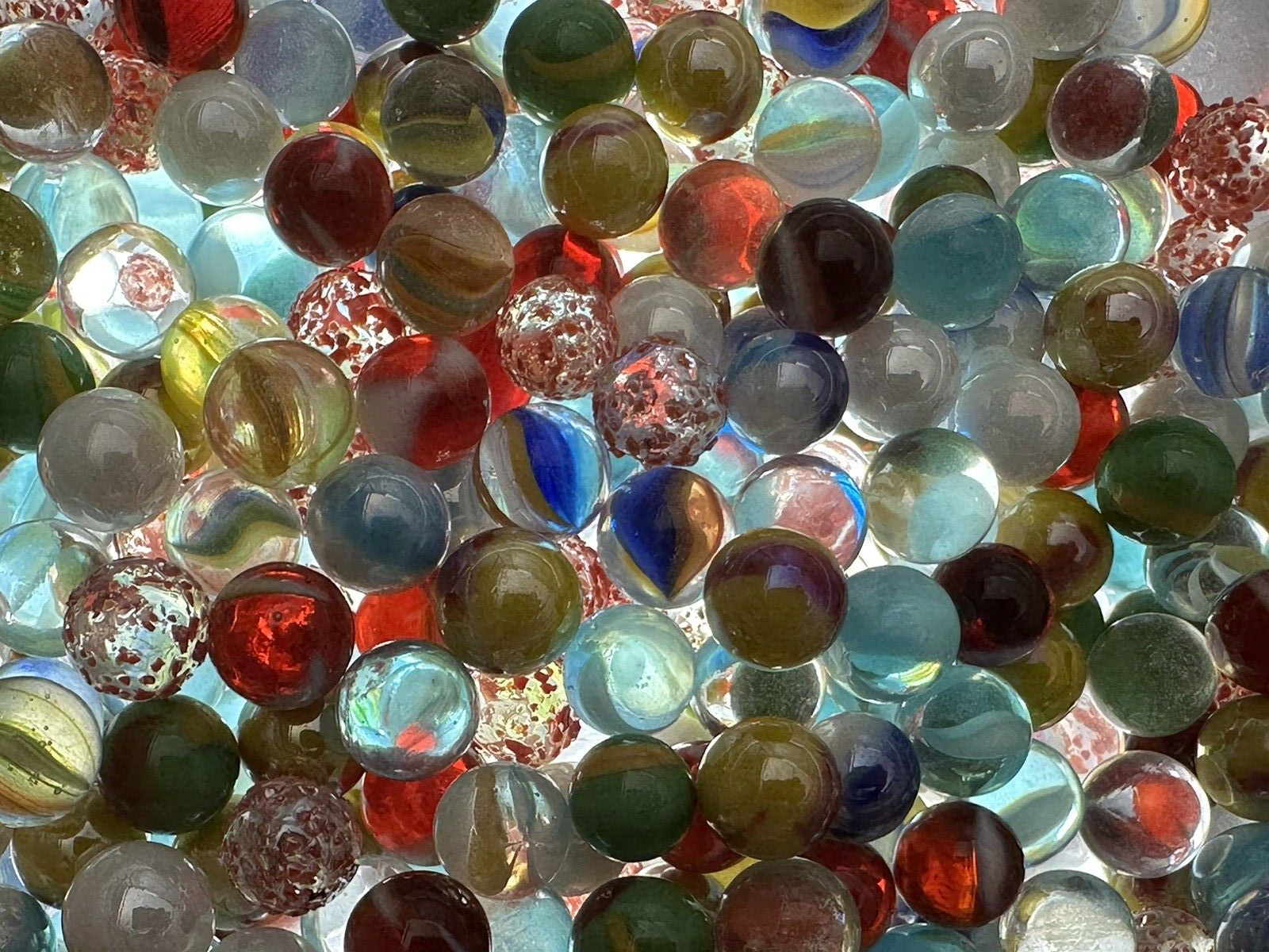 Glass Pee Wee 12mm Marbles (set of 50) Red,Pink Cat eyes from Bulk Assorted Lot