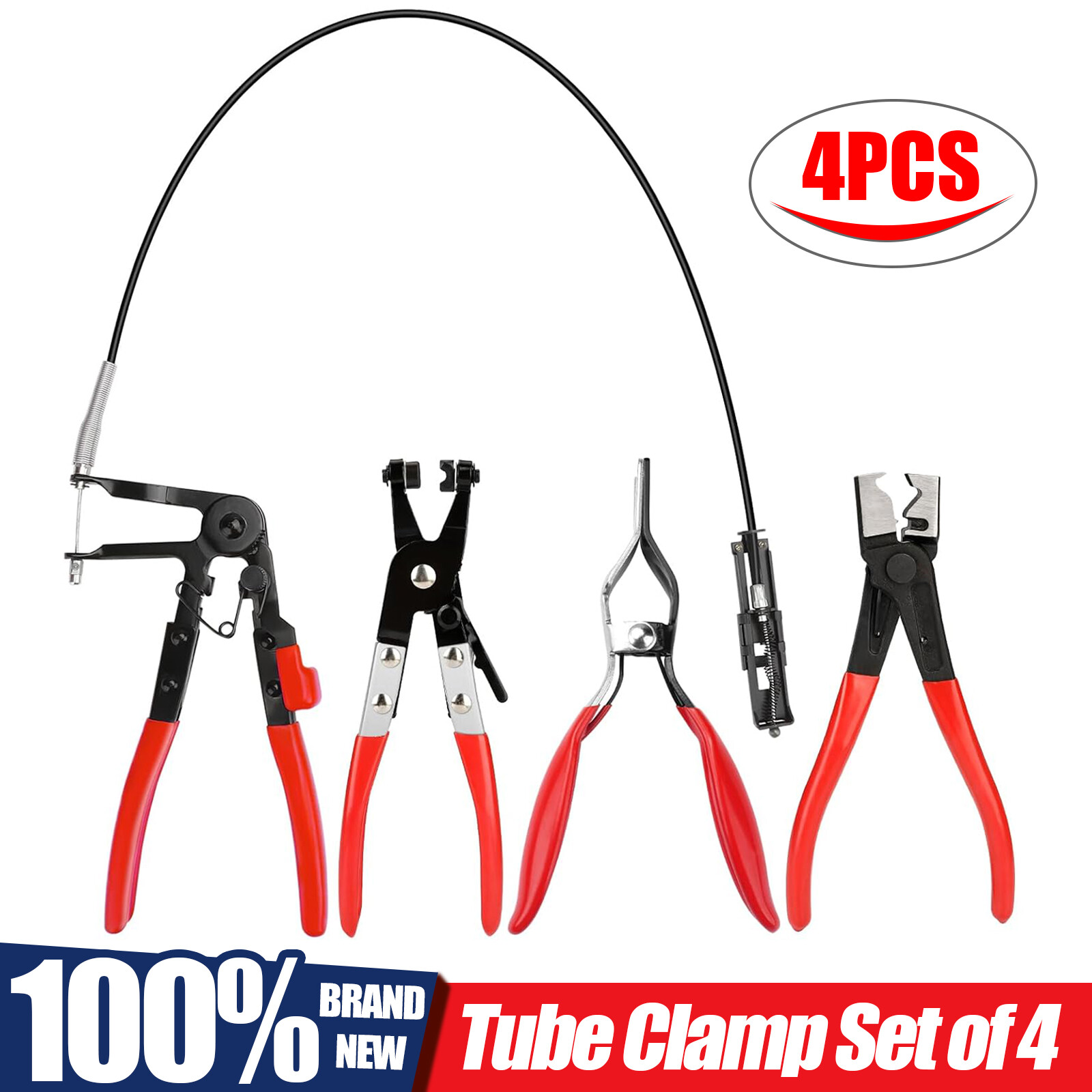 4Pcs Hose Clamp Pliers,Remover Kit with Long Reach Wire Spring Hose Clamp Pliers