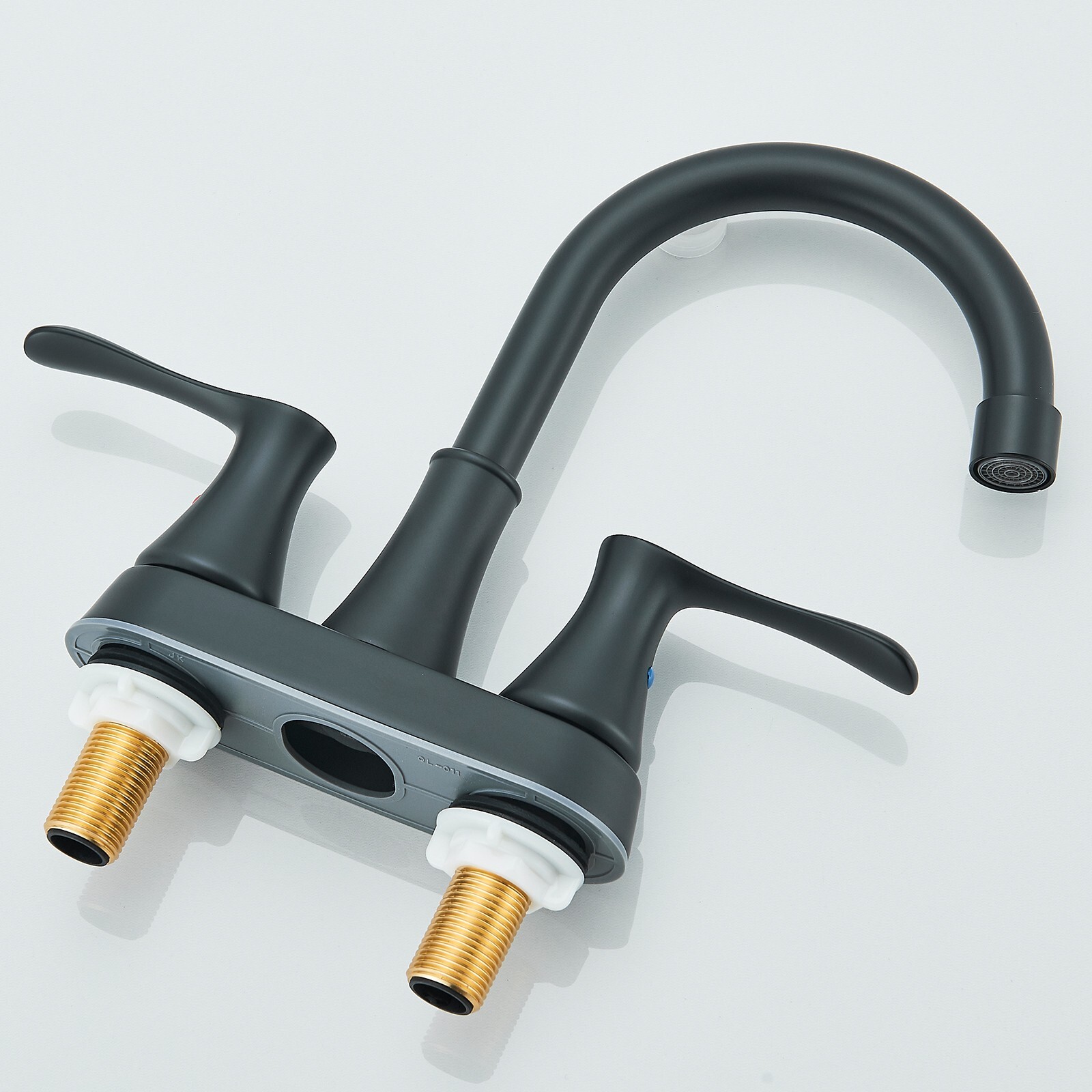 Black Bathroom Sink Faucet 3 Holes 4 Inch Centerset Vanity Mixer Faucet 2 Handle