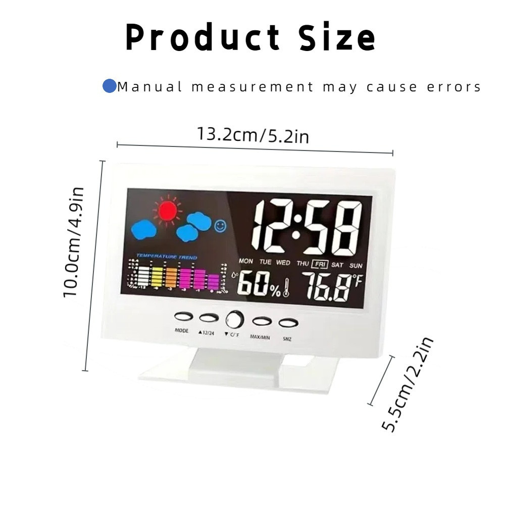 Weather Station Wireless Indoor Outdoor Thermometer,Alarm Clock (white)