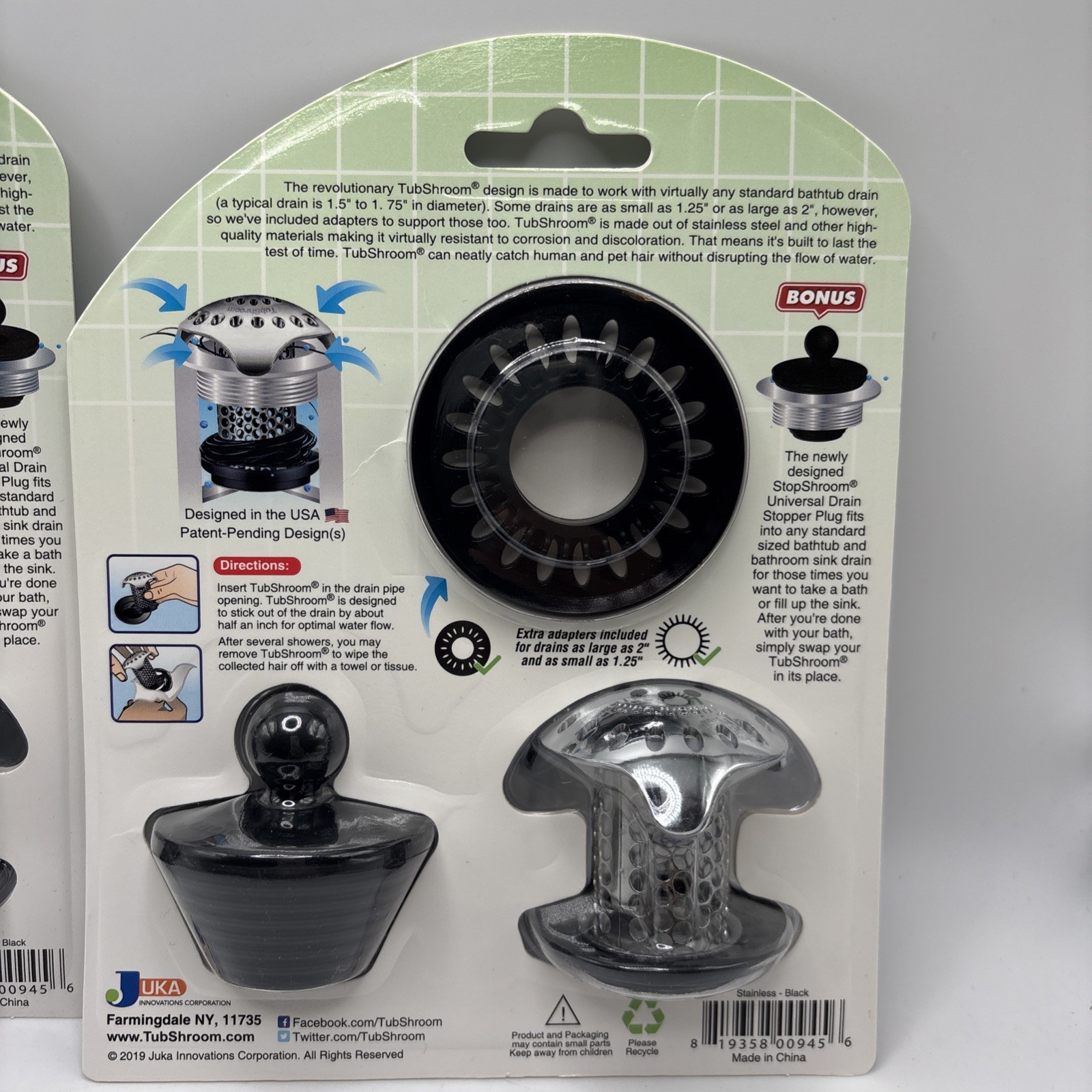 Lot of 2 TubShroom Ultra Platinum Bundle Hair Catcher & Stopper – New