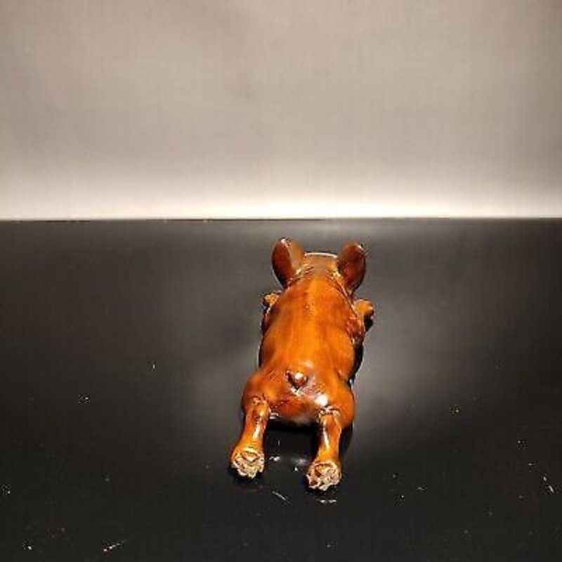 Vintage Wood Carved Wooden Sculptures Statue Gift Mini To Be Naughty Mangy Dogs