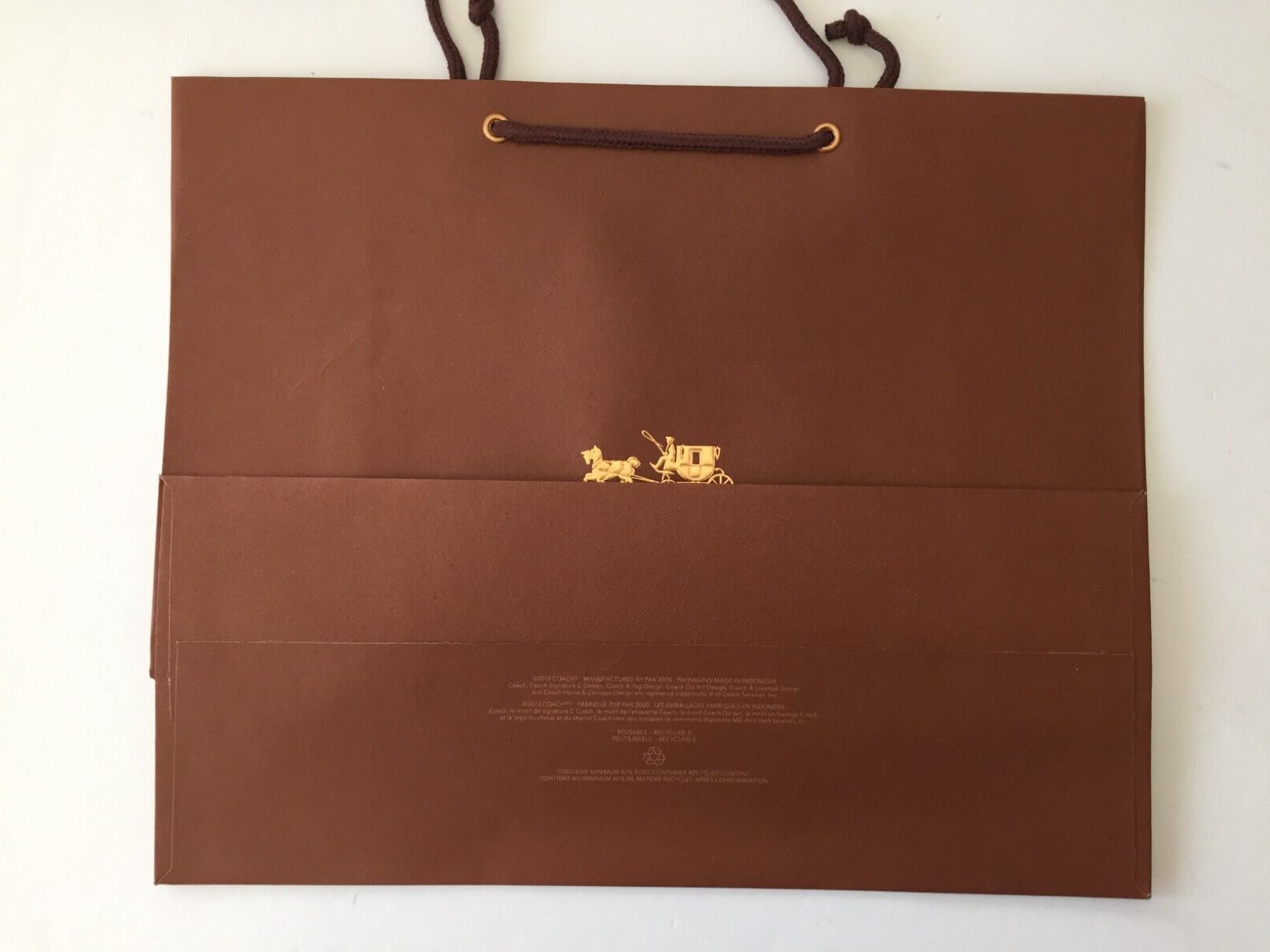 Premium Coach Paper Shopping Gift Bag (approx. 16" x 13" x 6-1/2")