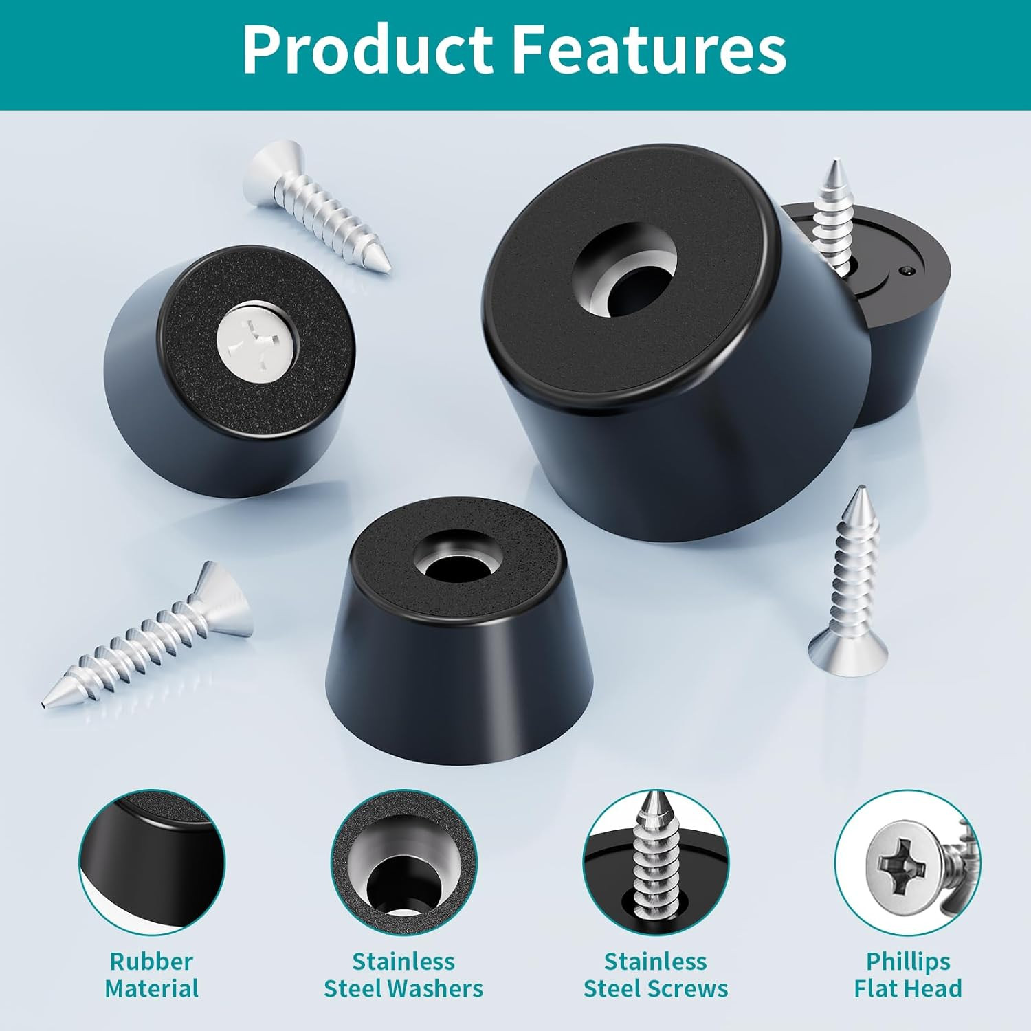 144Pcs Rubber Feet for Cutting Board, Non-Slip Cutting Board Feet with 304 Stain