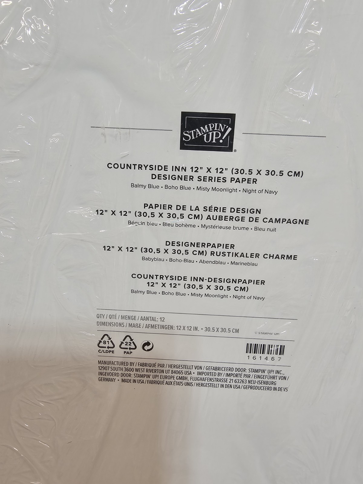 Stampin’ Up! COUTRYSIDE INN DESIGNER SERIES PAPER 12 SHEETS 12 x 12 DSP