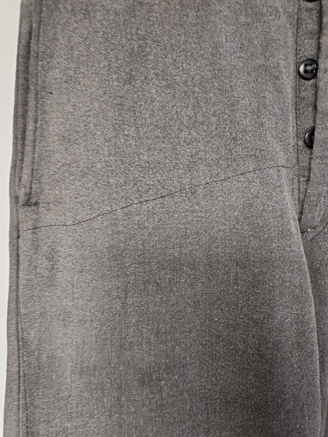 Vtg 40s 50s Sanforized Cotton Trousers Pants Button Fly Distress Repair 29x28