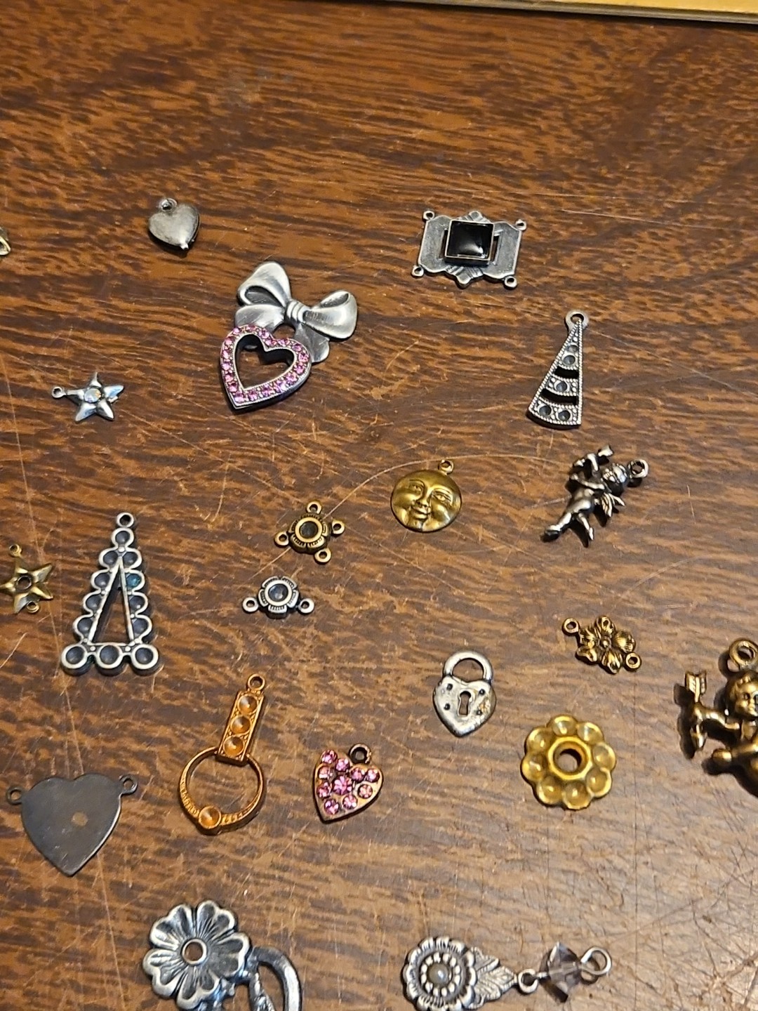 Lot Of 50 Mixed Parts Pcs France Vintage 60s Brass Stampings Findings Jewelry 24