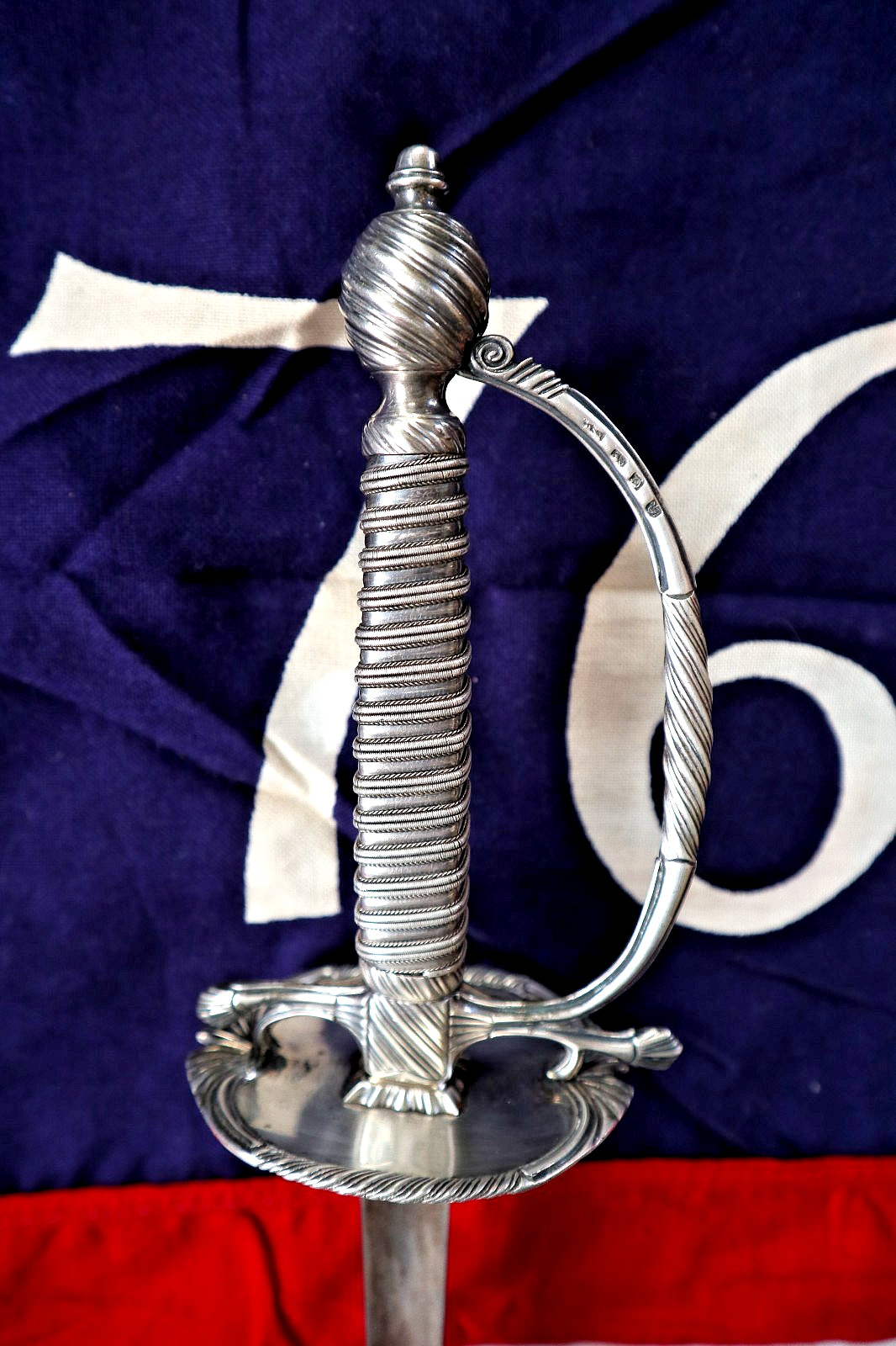 REVOLUTIONARY WAR BRITISH SILVER HILT SMALL SWORD HALLMARKED CIRCA 1770