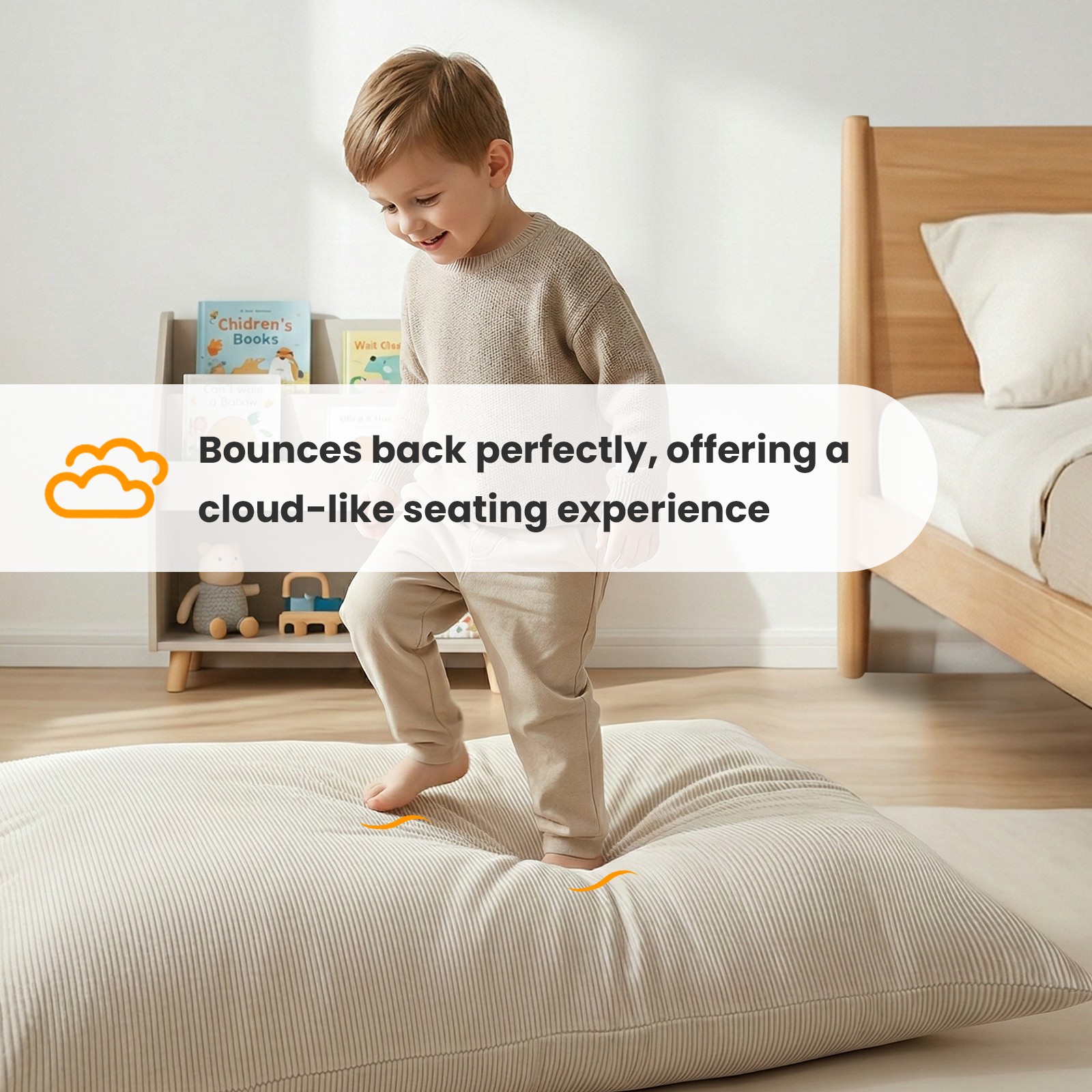 3 in 1 Kids Bean Bag Chair Bed, Convertible Chair Folds from Bean Bag to Lounger