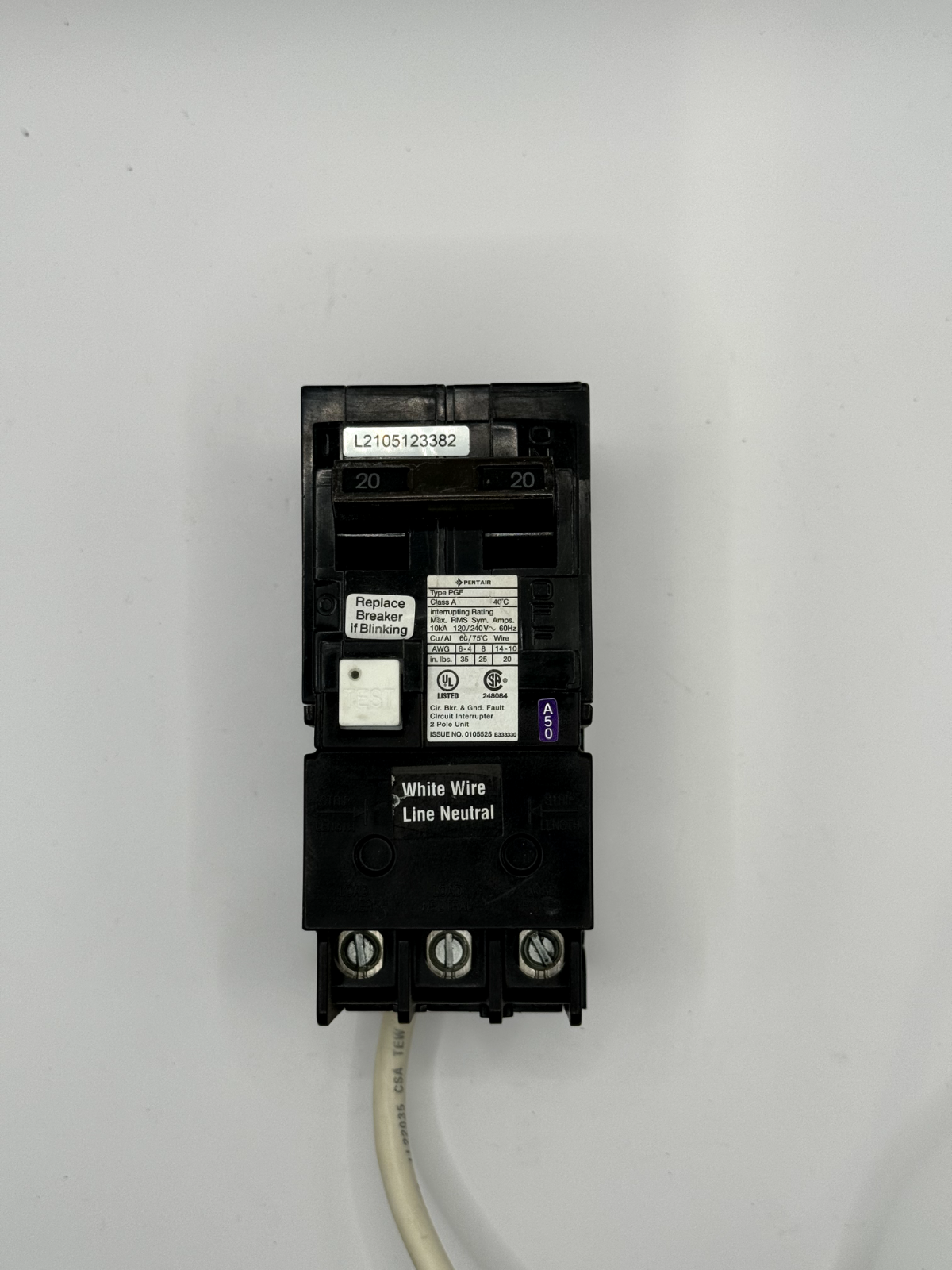 Pentair / Siemens Circuit Breaker PA220GF working take out