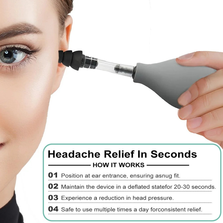 Portable Ear Pressure Relief Tool Suction Device with 3 Size Earplugs
