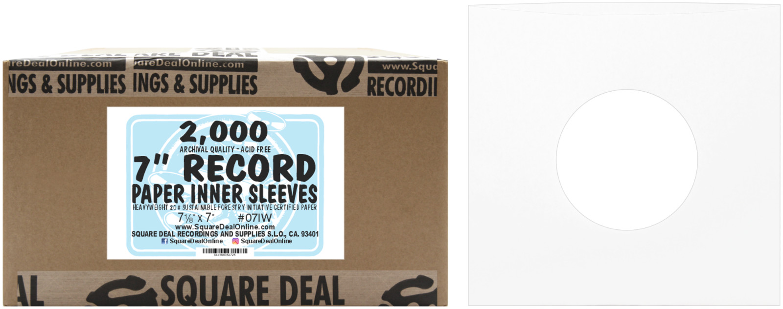 (2000) 7" Record Inner Sleeves - White ARCHIVAL Paper ACID FREE 45rpm - #07IW