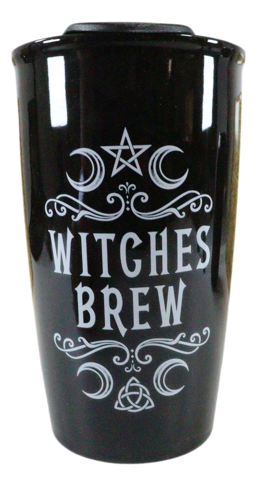 Ebros Gothic Triple Moon Pentacle Witches Brew Ceramic Travel Mug Coffee Cup