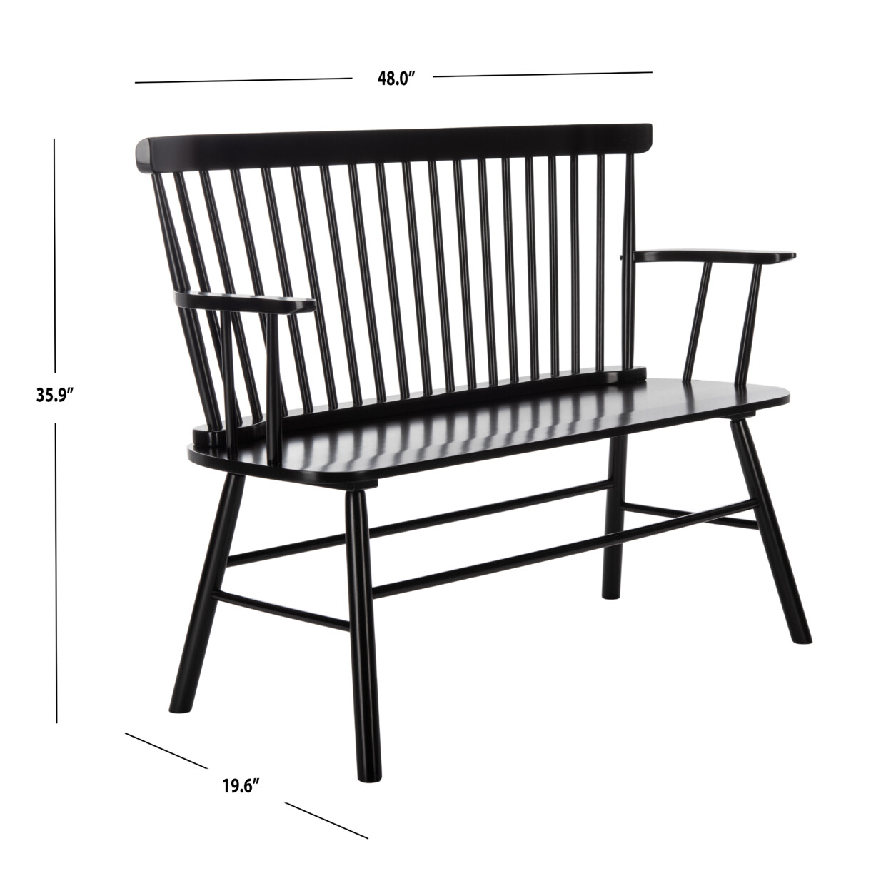 SAFAVIEH Addison Spindleback Settee | Black |