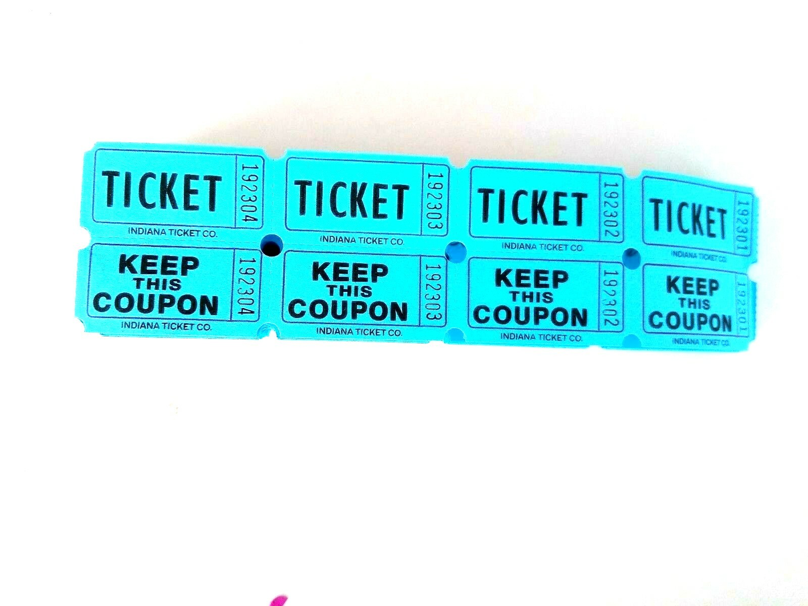 Raffle Tickets 100 Flat Double Stub 50/50 Keep This Coupon Carnival Festival